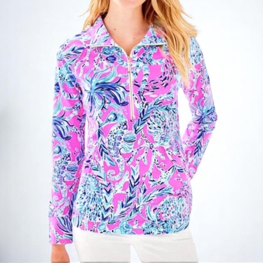 Lilly Pulitzer Pink and Blue Patterned Sweatshirt